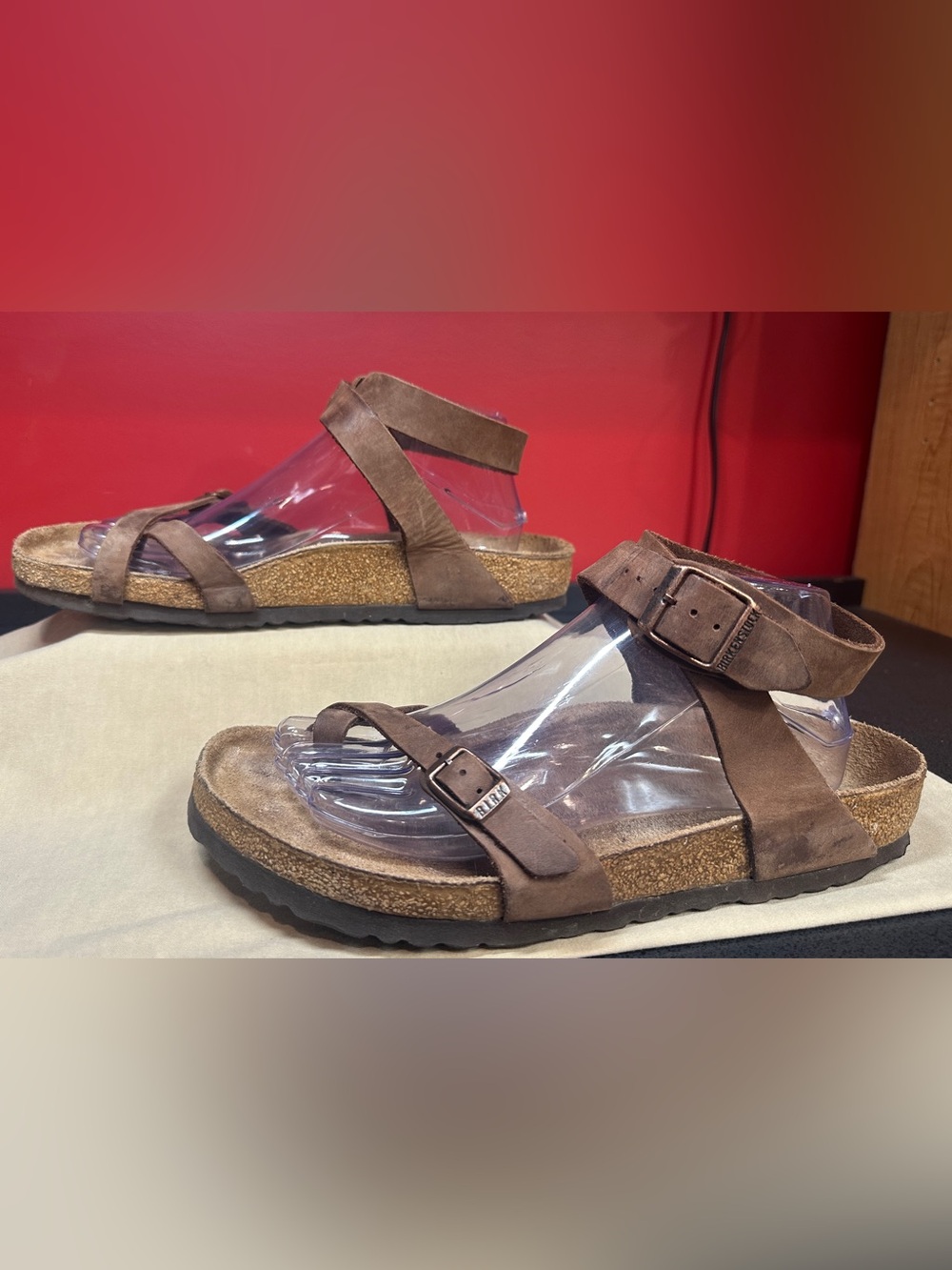 Birkenstock Brown Leather Crisscross Ankle Toe Loop Sandals Women’s Sz EU41/US10